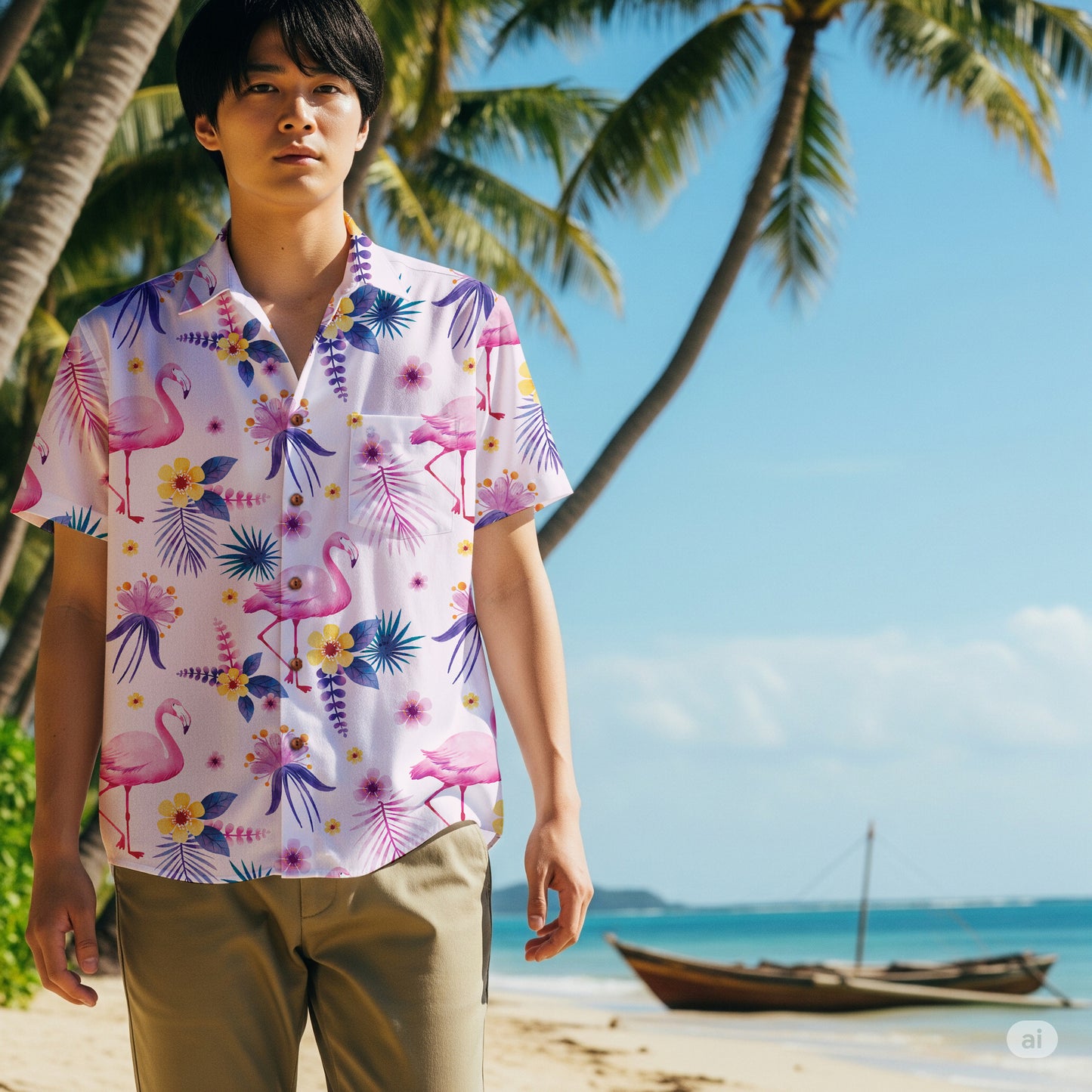"Pink Flamingo Carnival" Hawaiian Shirt - 100% Cotton