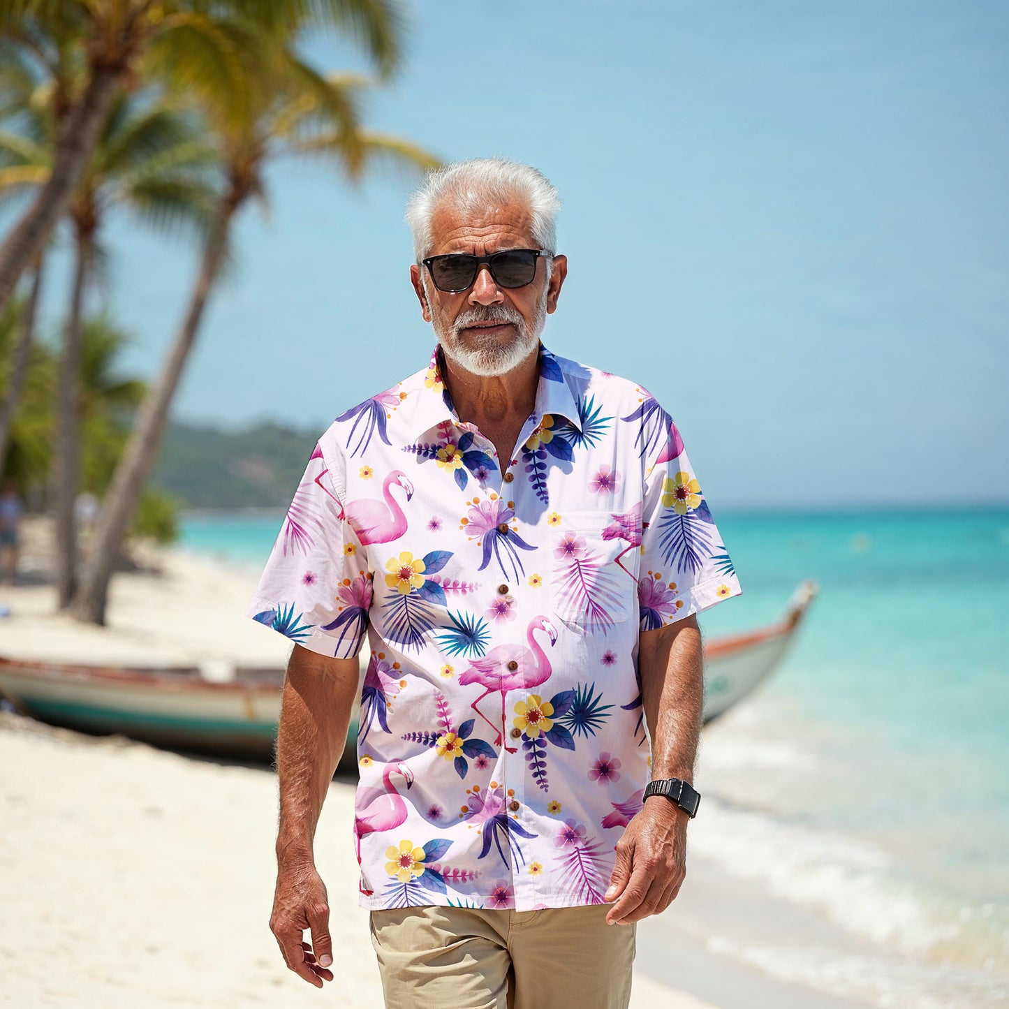 "Pink Flamingo Carnival" Hawaiian Shirt - 100% Cotton