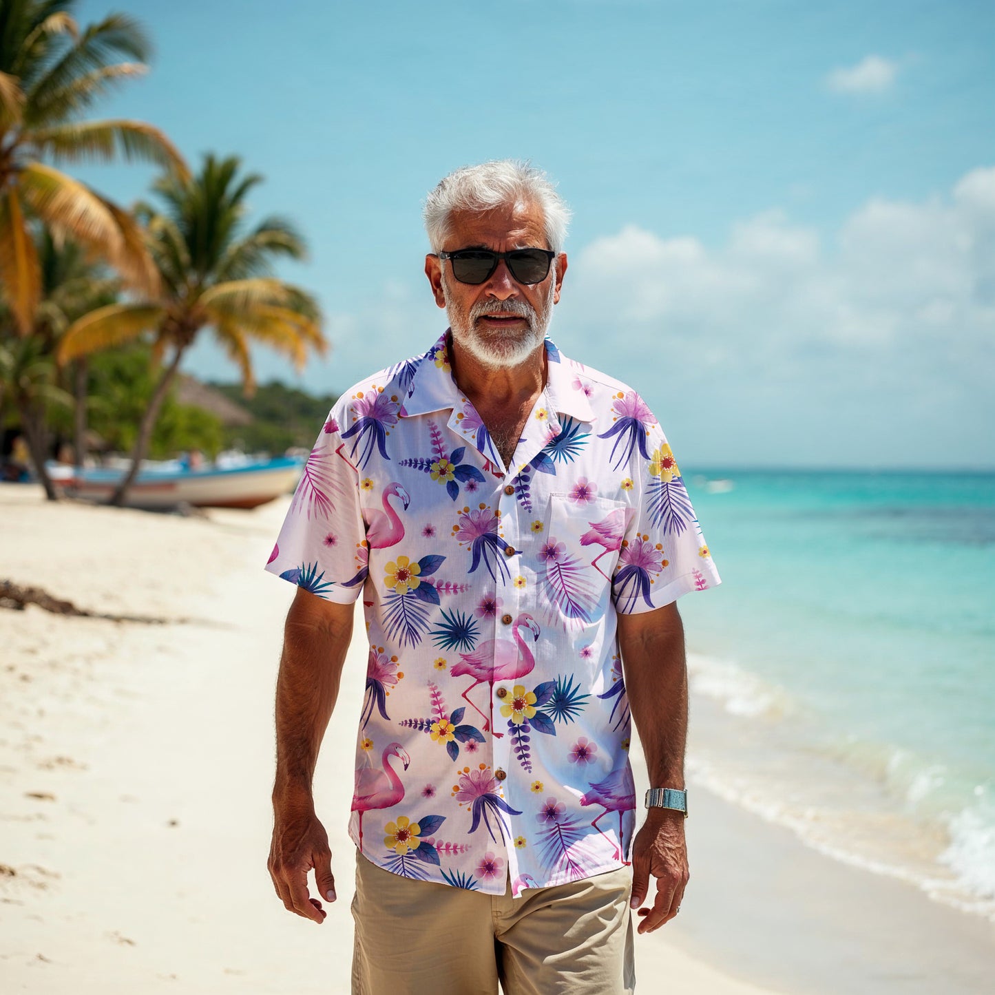 "Pink Flamingo Carnival" Hawaiian Shirt - 100% Cotton