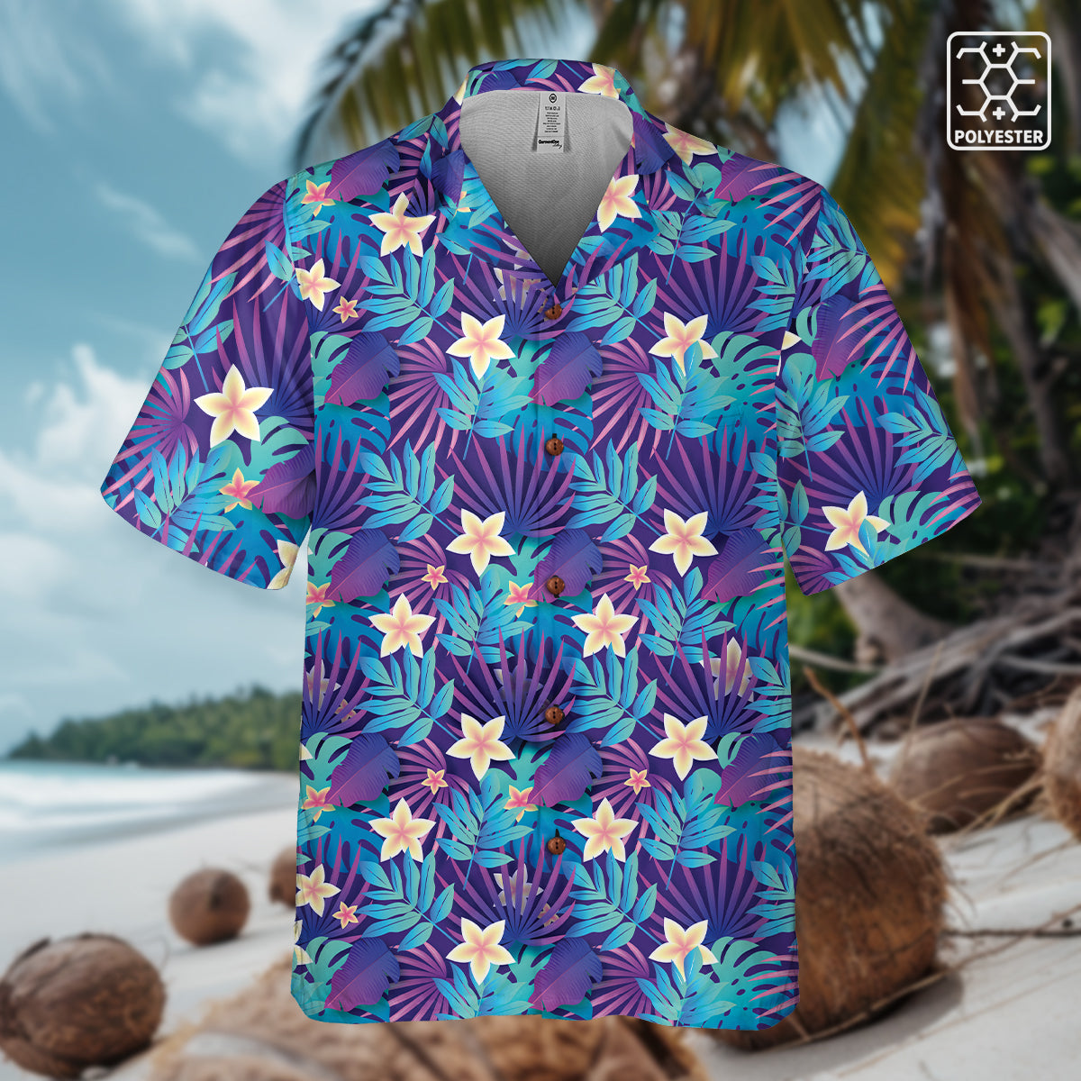 "Purple Paradise Blooms" Hawaiian Shirt - 100% Cotton