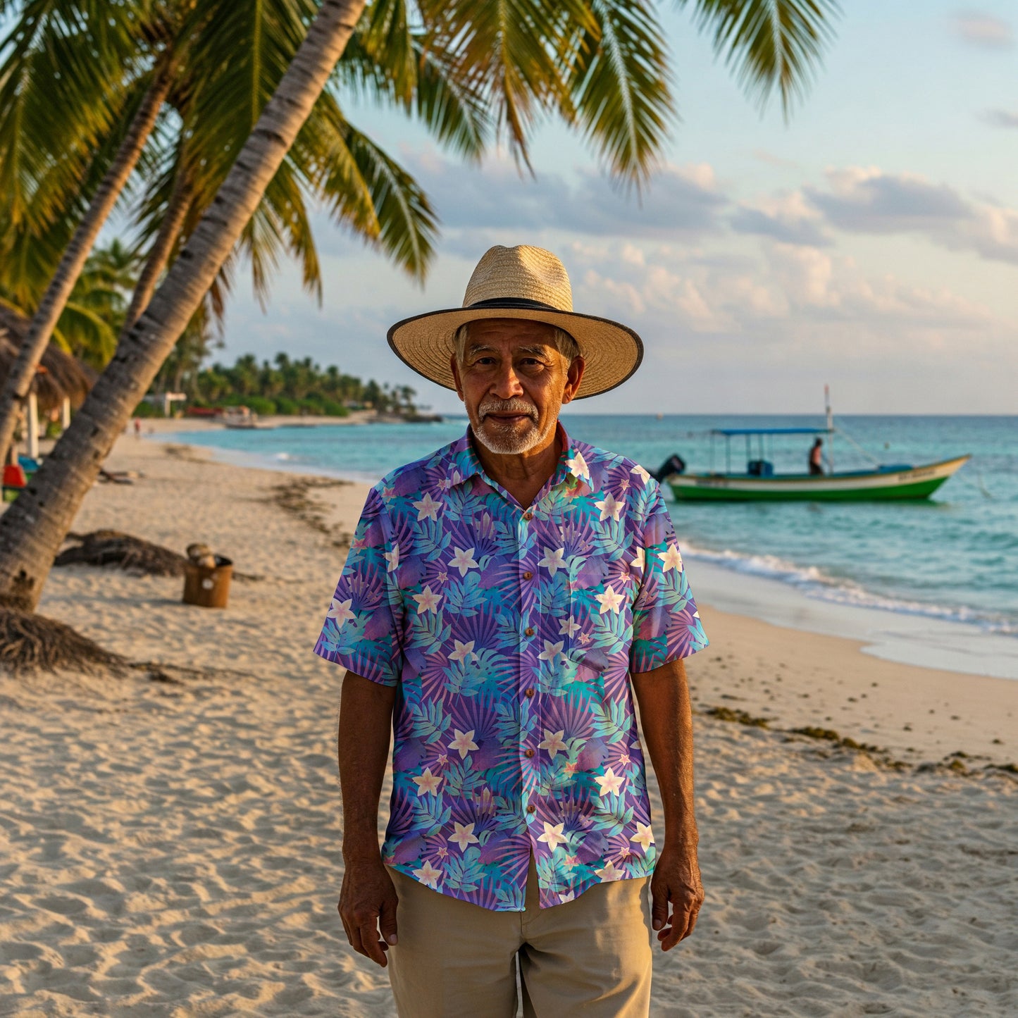 "Purple Paradise Blooms" Hawaiian Shirt - 100% Cotton