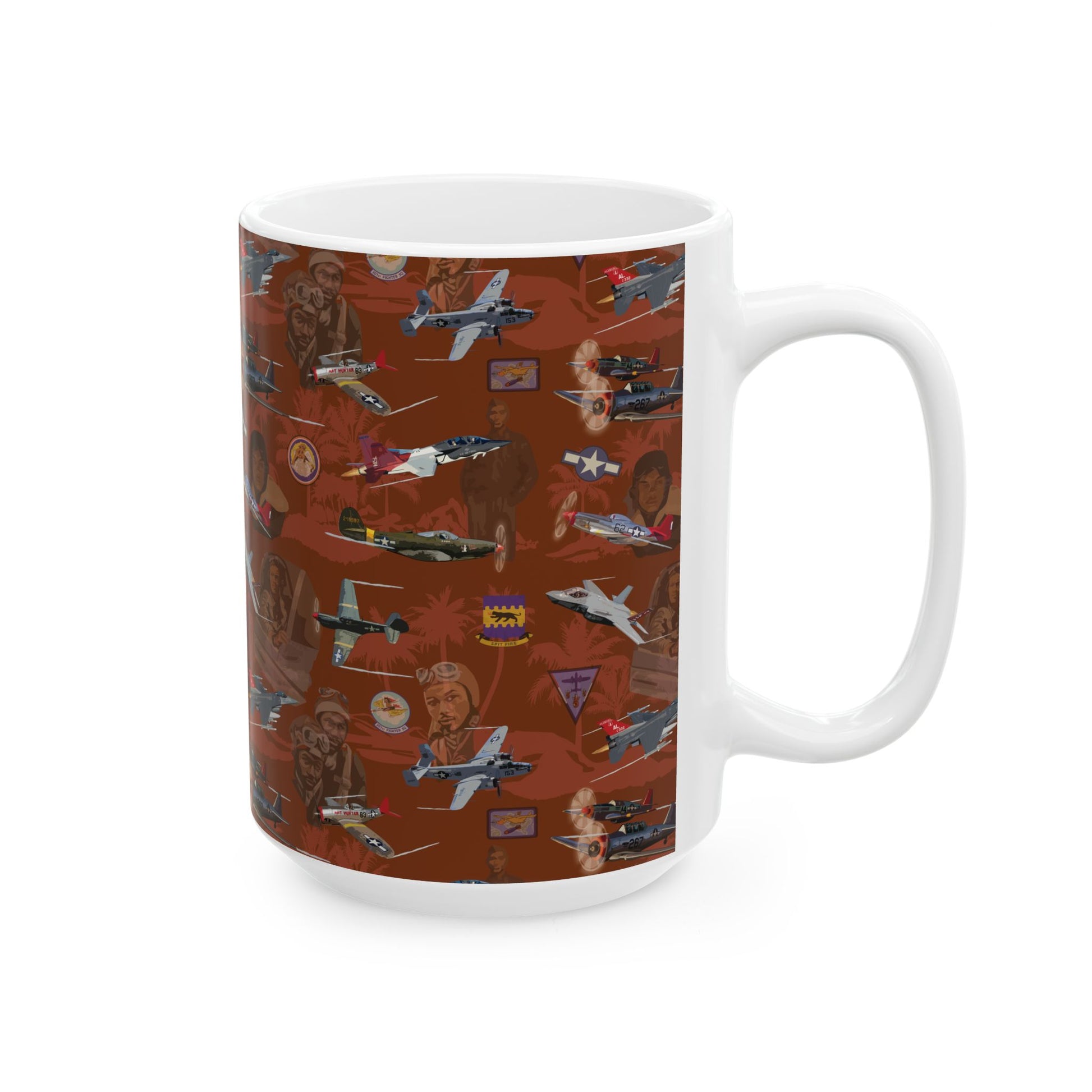 Red ceramic mug with a strong Tuskegee visual, blending school spirit with functionality in both 11oz and 15oz sizes.