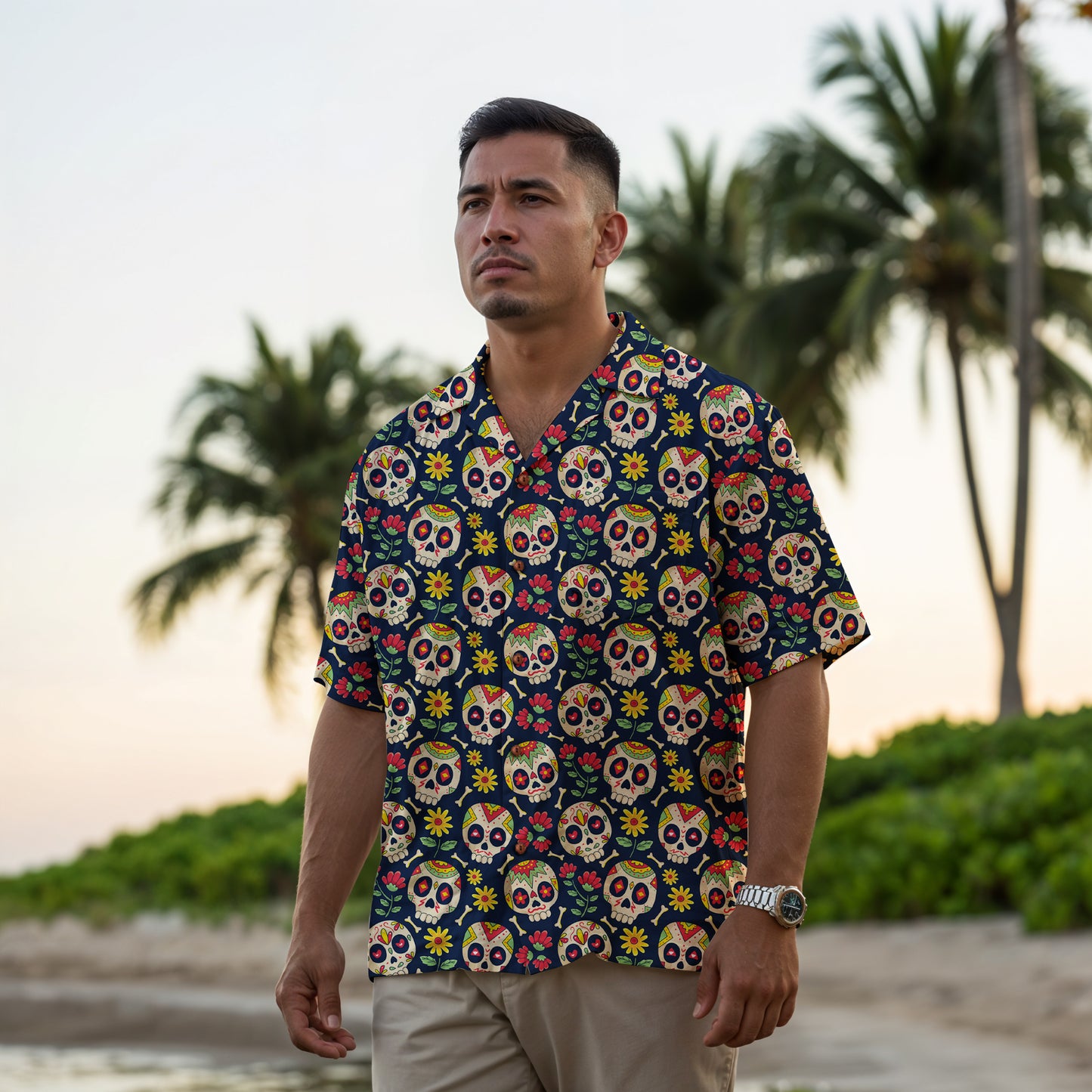 "Sugar Skull Fiesta" Cotton Celebration Shirt