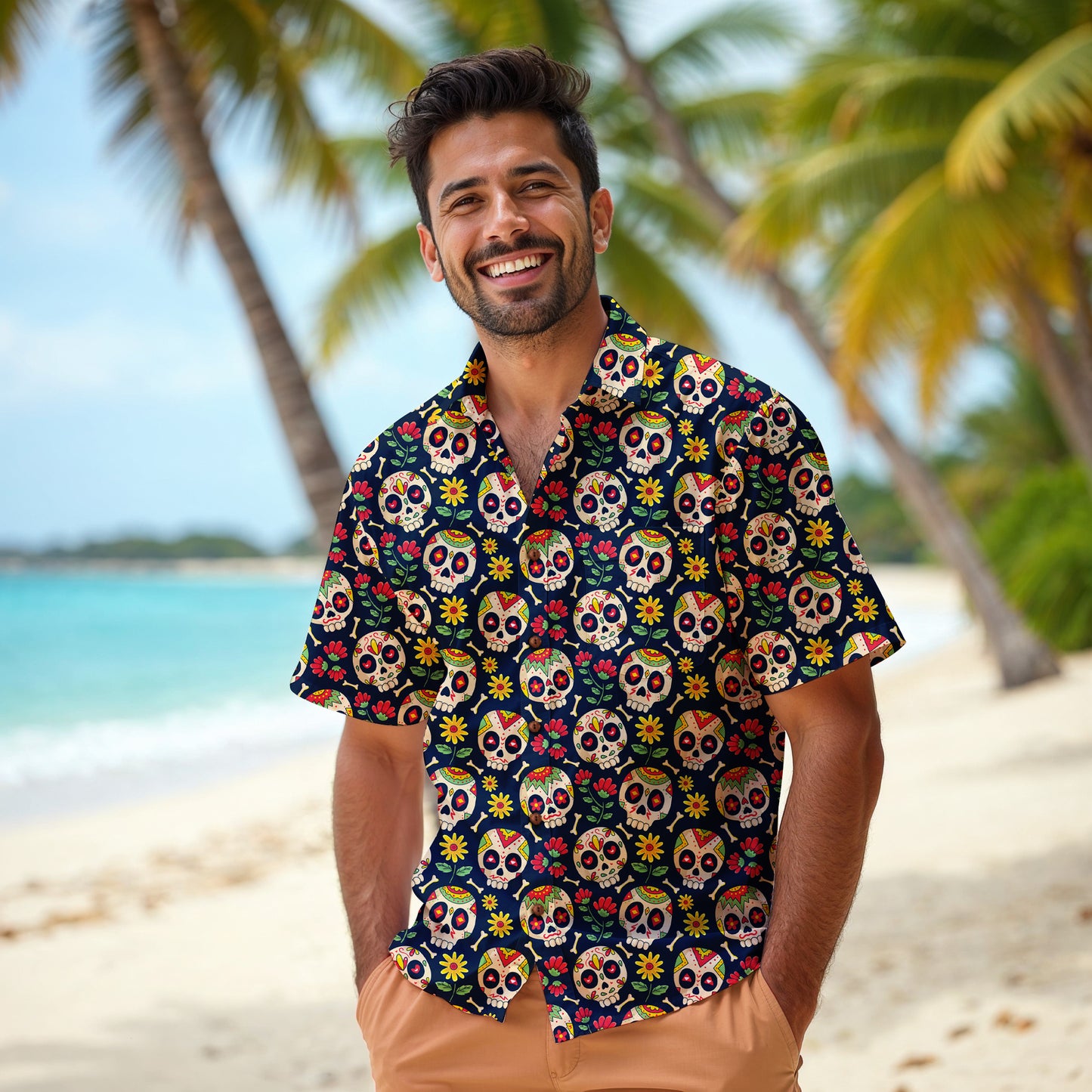 "Sugar Skull Fiesta" Cotton Celebration Shirt