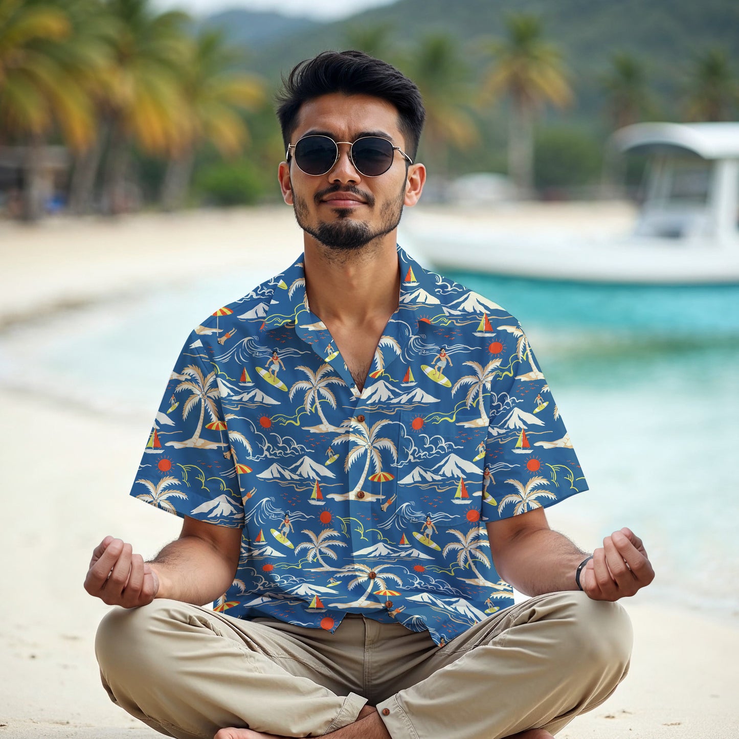 "Surfin', Sailin', and Tsunami" Hawaiian Shirt - 100% Cotton