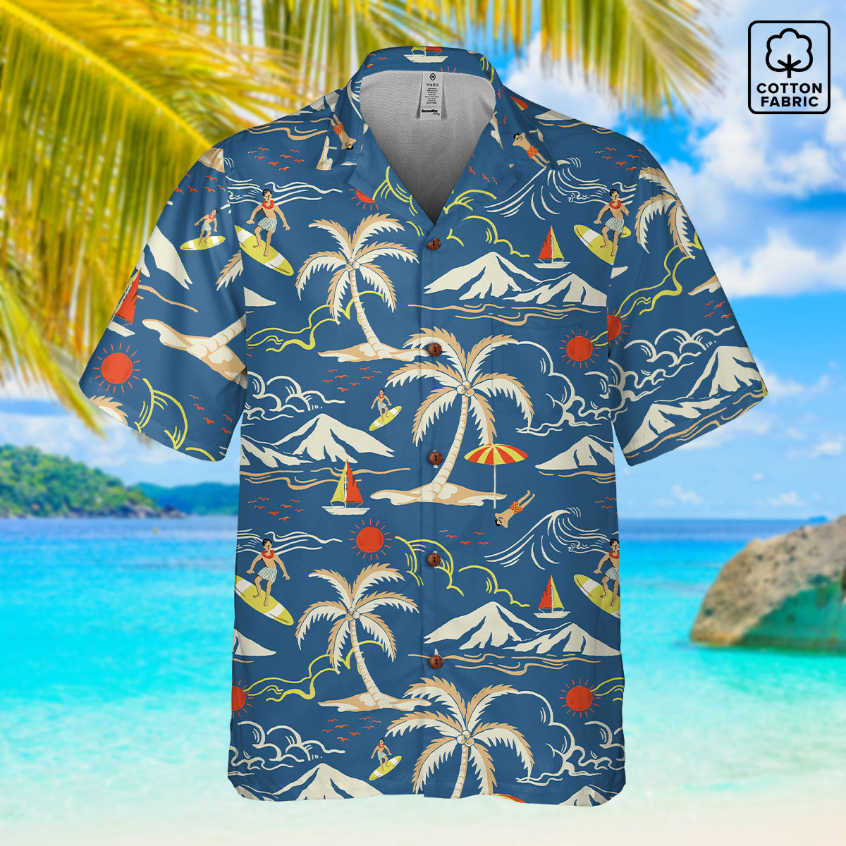 "Surfin', Sailin', and Tsunami" Hawaiian Shirt - 100% Cotton