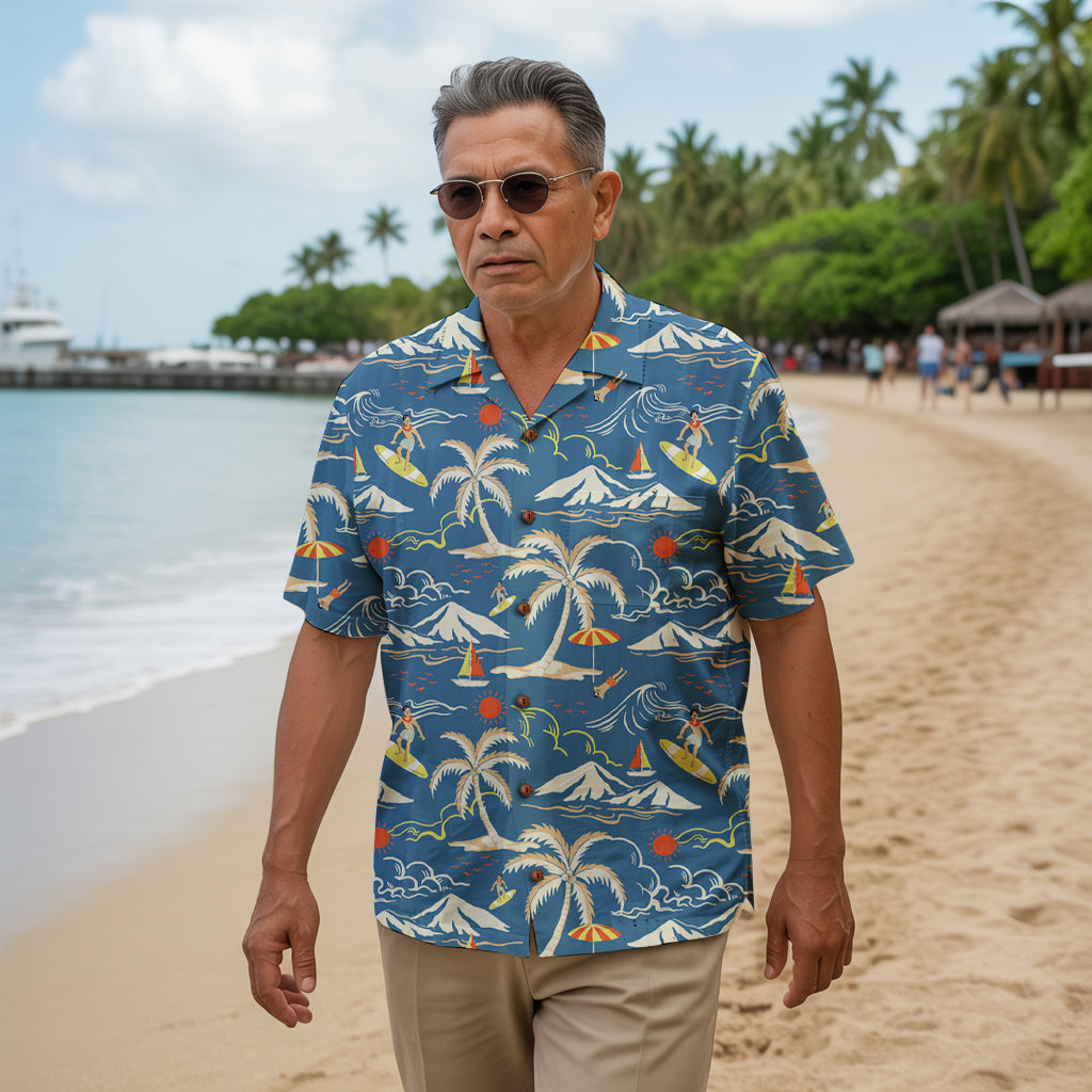 "Surfin', Sailin', and Tsunami" Hawaiian Shirt - 100% Cotton