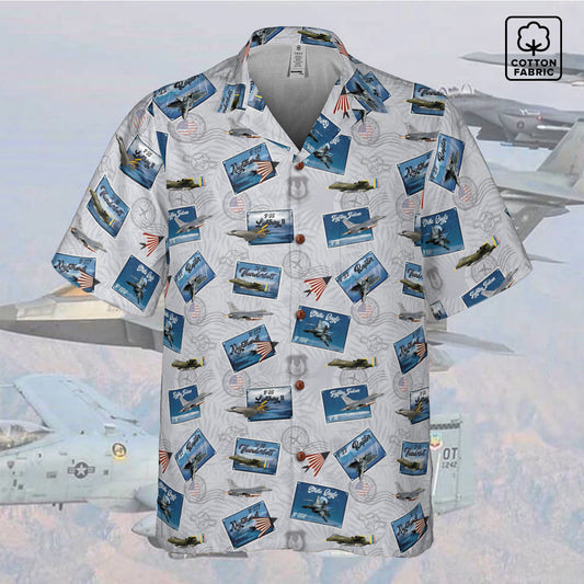 Hawaiian Shirt - Tribute to Current Fighter Jets of the USAF 100% Cotton! - White