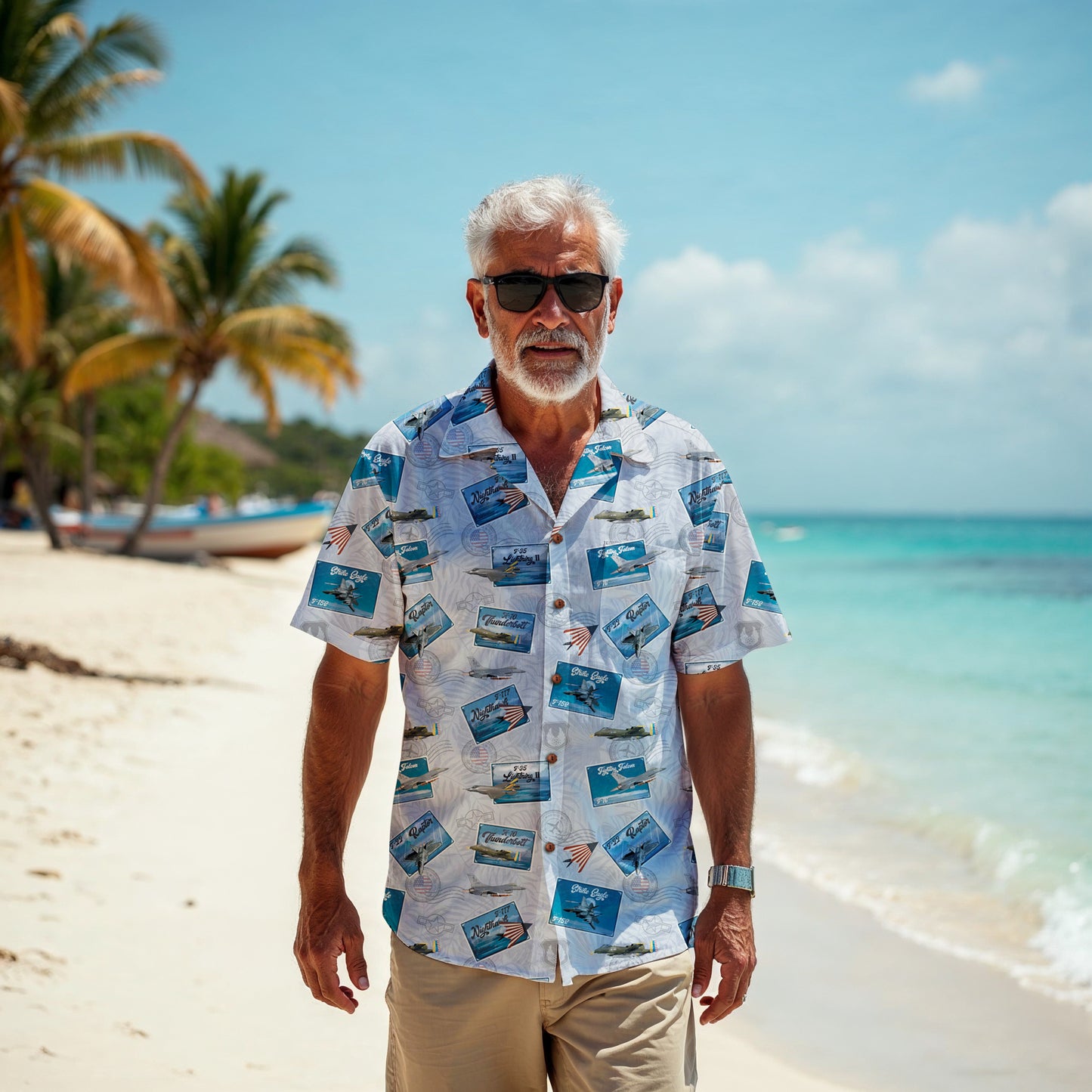 Hawaiian Shirt - Tribute to Current Fighter Jets of the USAF 100% Cotton! - White