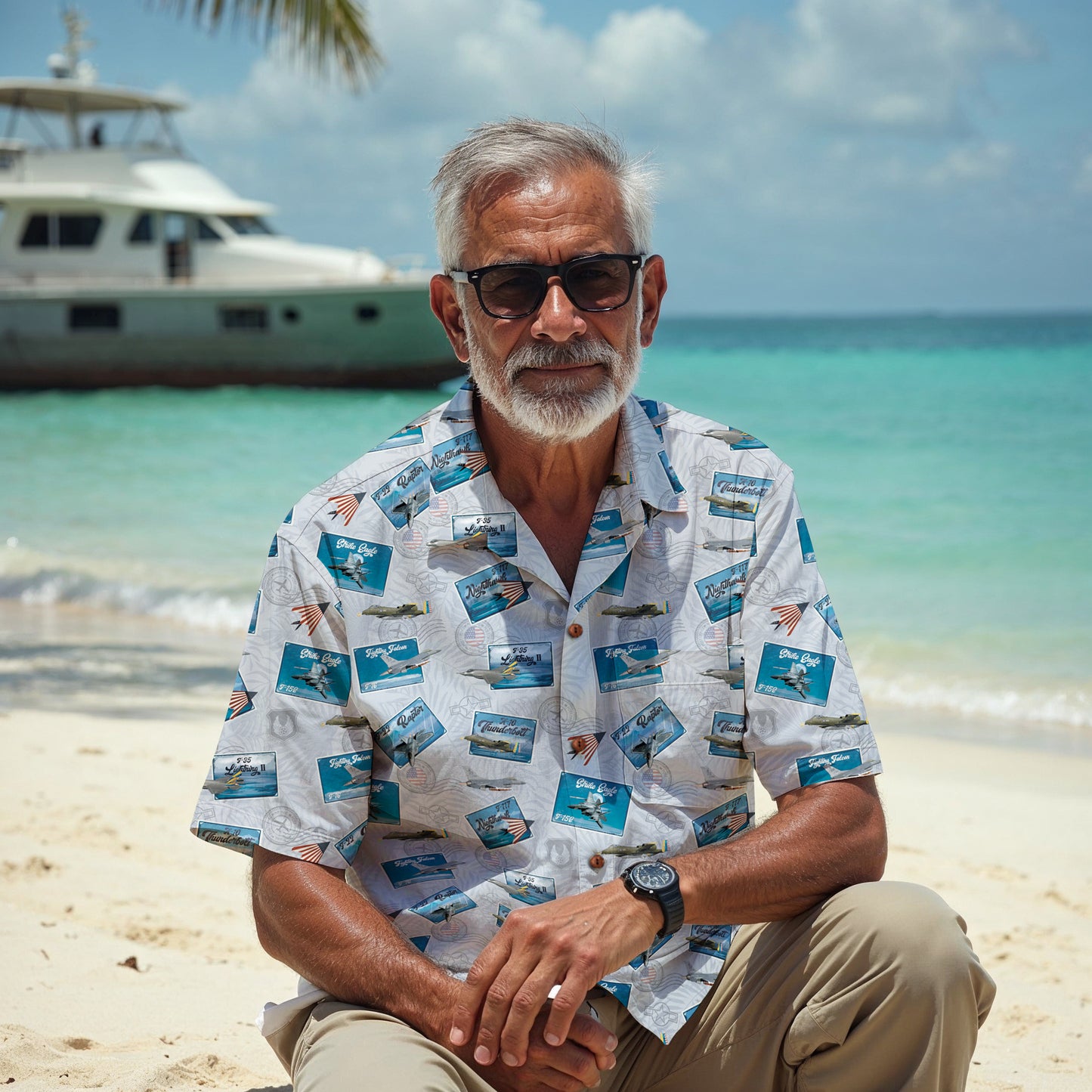 Hawaiian Shirt - Tribute to Current Fighter Jets of the USAF 100% Cotton! - White