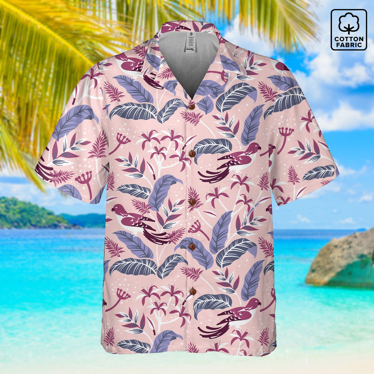 "Tropical Avian Whispers" Hawaiian Shirt - 100% Cotton