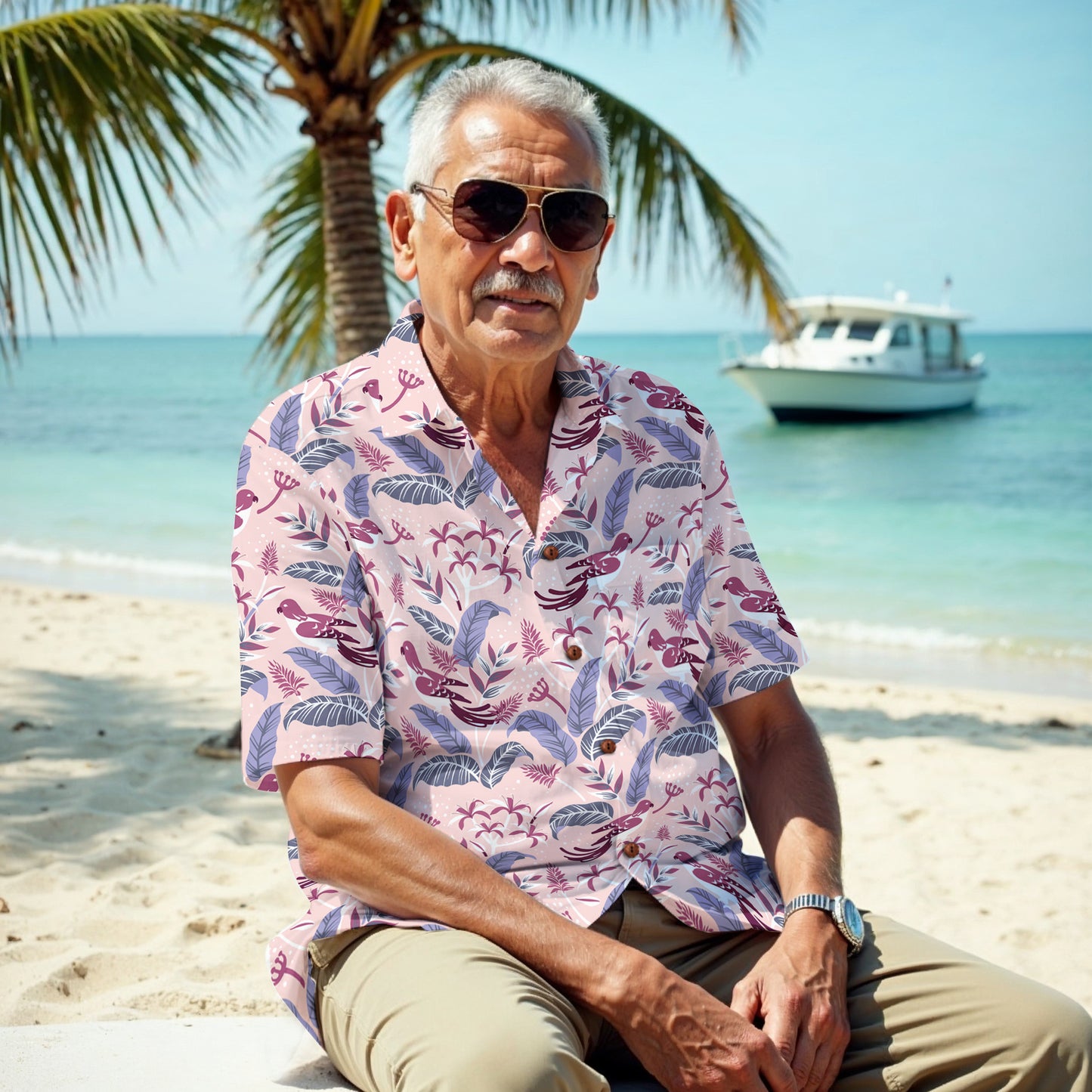 "Tropical Avian Whispers" Hawaiian Shirt - 100% Cotton