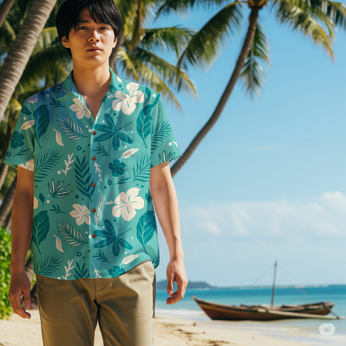 "Tropical Whispers" Hawaiian Shirt - 100% Cotton