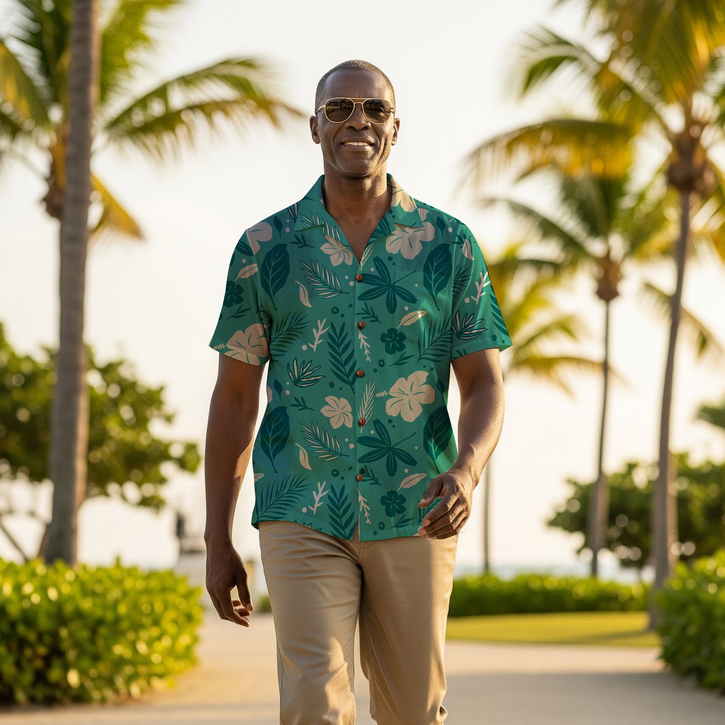 "Tropical Whispers" Hawaiian Shirt - 100% Cotton