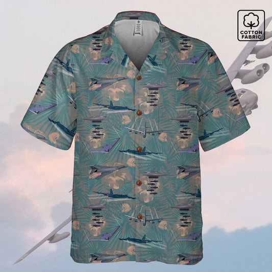 "USAF Bombers" Tribute Hawaiian Shirt, Green 100% Cotton!