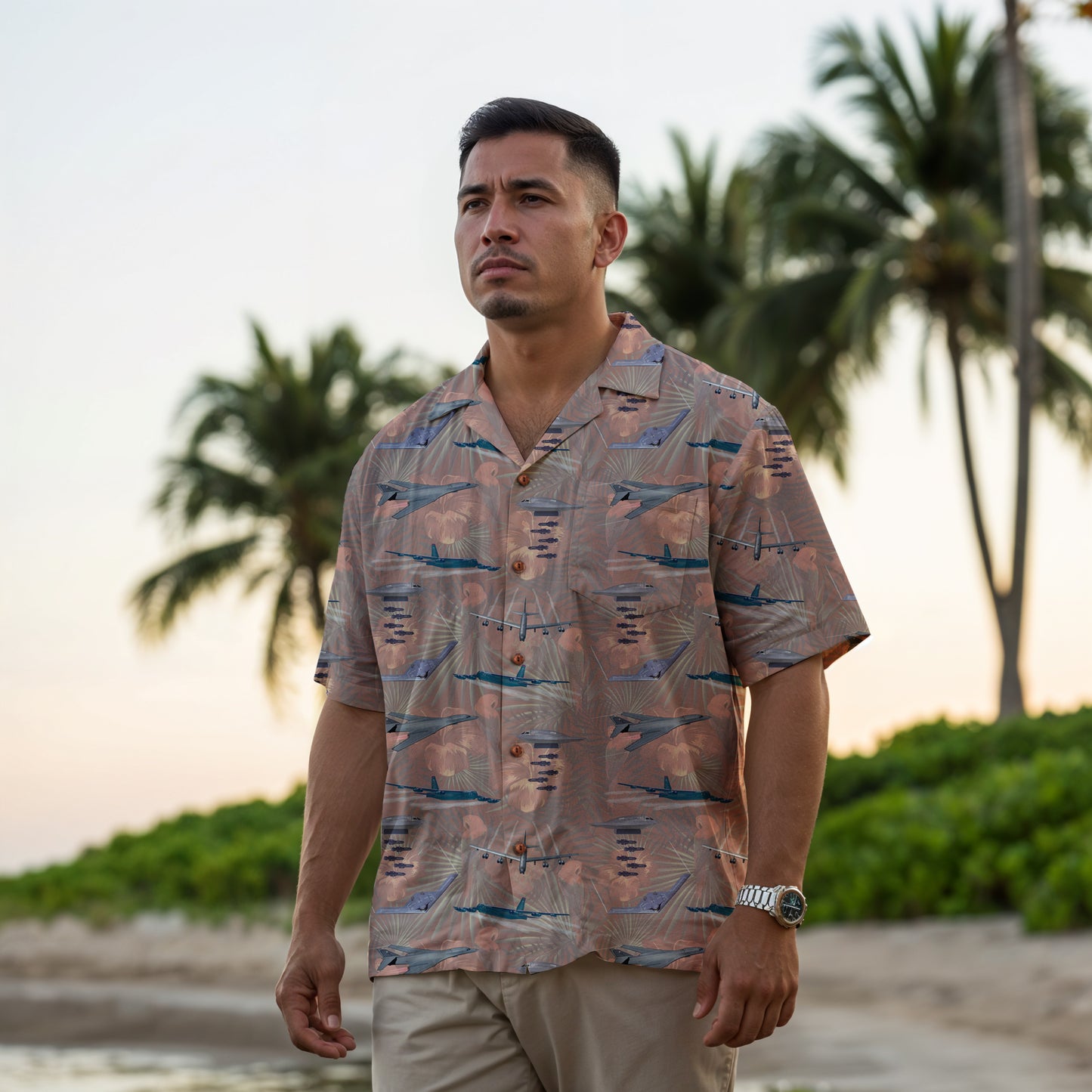 "USAF Bombers" Tribute Hawaiian Shirt, Beige 100% Cotton!