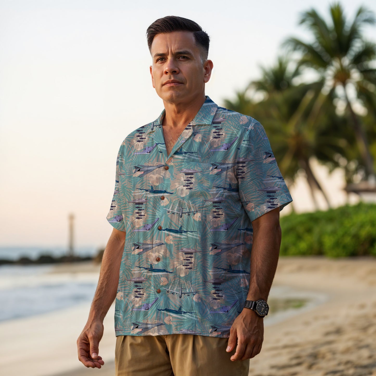 "USAF Bombers" Tribute Hawaiian Shirt, Green 100% Cotton!