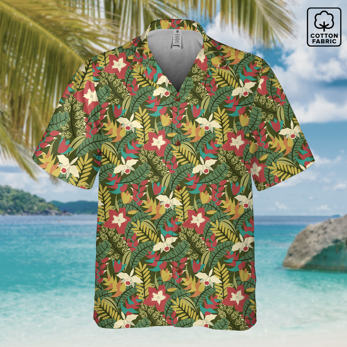 "Verde Vista" Hawaiian Shirt - 100% Cotton