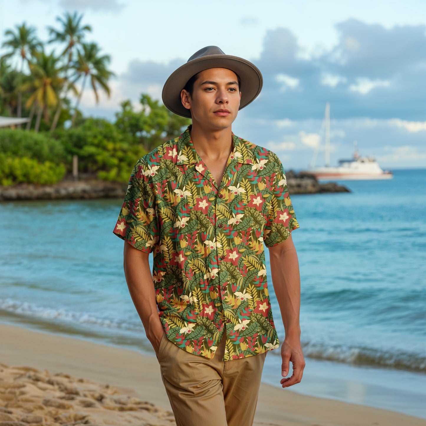 "Verde Vista" Hawaiian Shirt - 100% Cotton