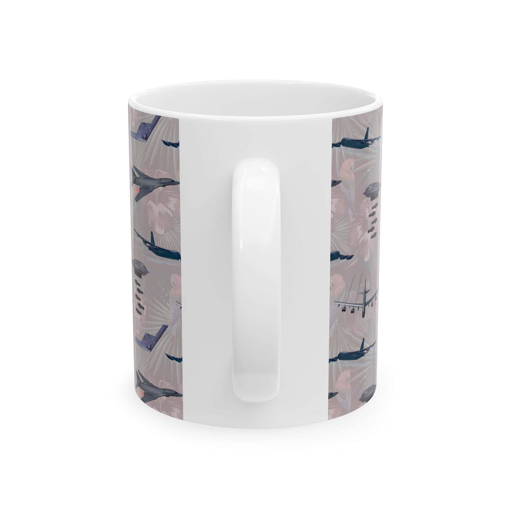 White ceramic mug with a design celebrating the legacy of the B-17 Flying Fortress, ideal for collectors, available in 11oz and 15oz sizes.