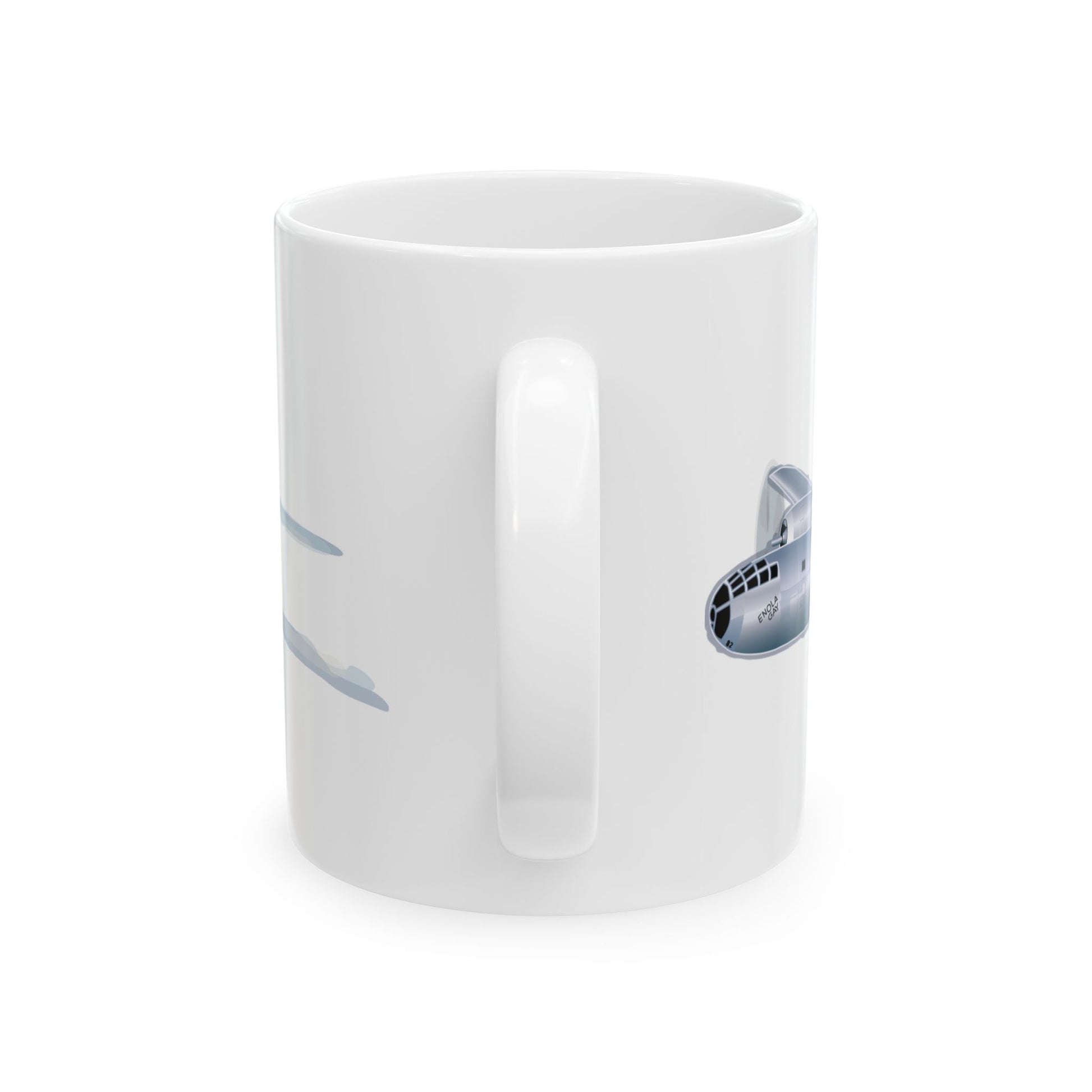 Enola Gay-themed ceramic mug, available in 11oz and 15oz sizes, a stylish addition to any aviation lover's collection