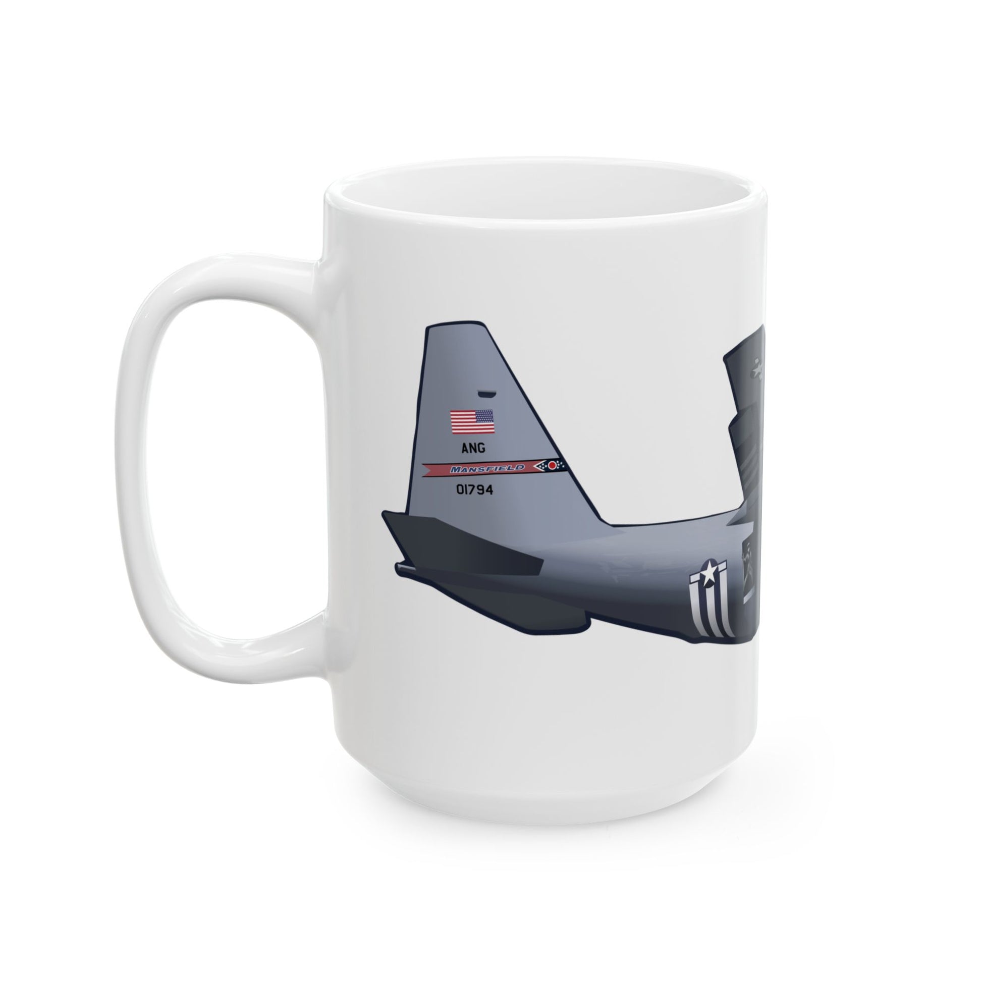 Lockheed C-130 Mansfield edition ceramic coffee mug, honoring military aviation history