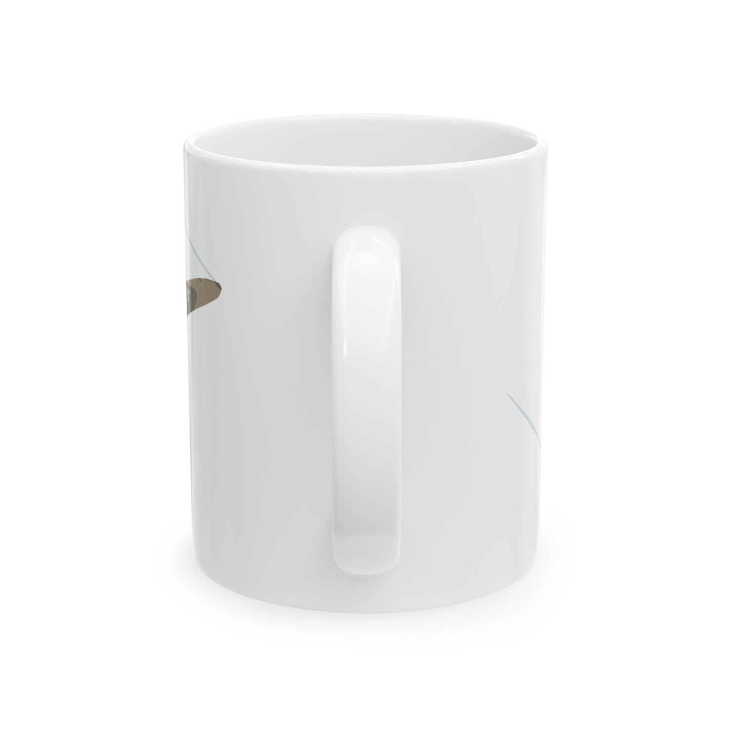 Glossy white ceramic mug adorned with historic "Russian to Get Ya" B-25 nose art, microwave and dishwasher safe, available in 11oz and 15oz capacities.
