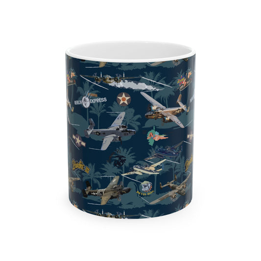 Customizable white ceramic mug, available in 11oz and 15oz sizes, perfect for personalized gifts