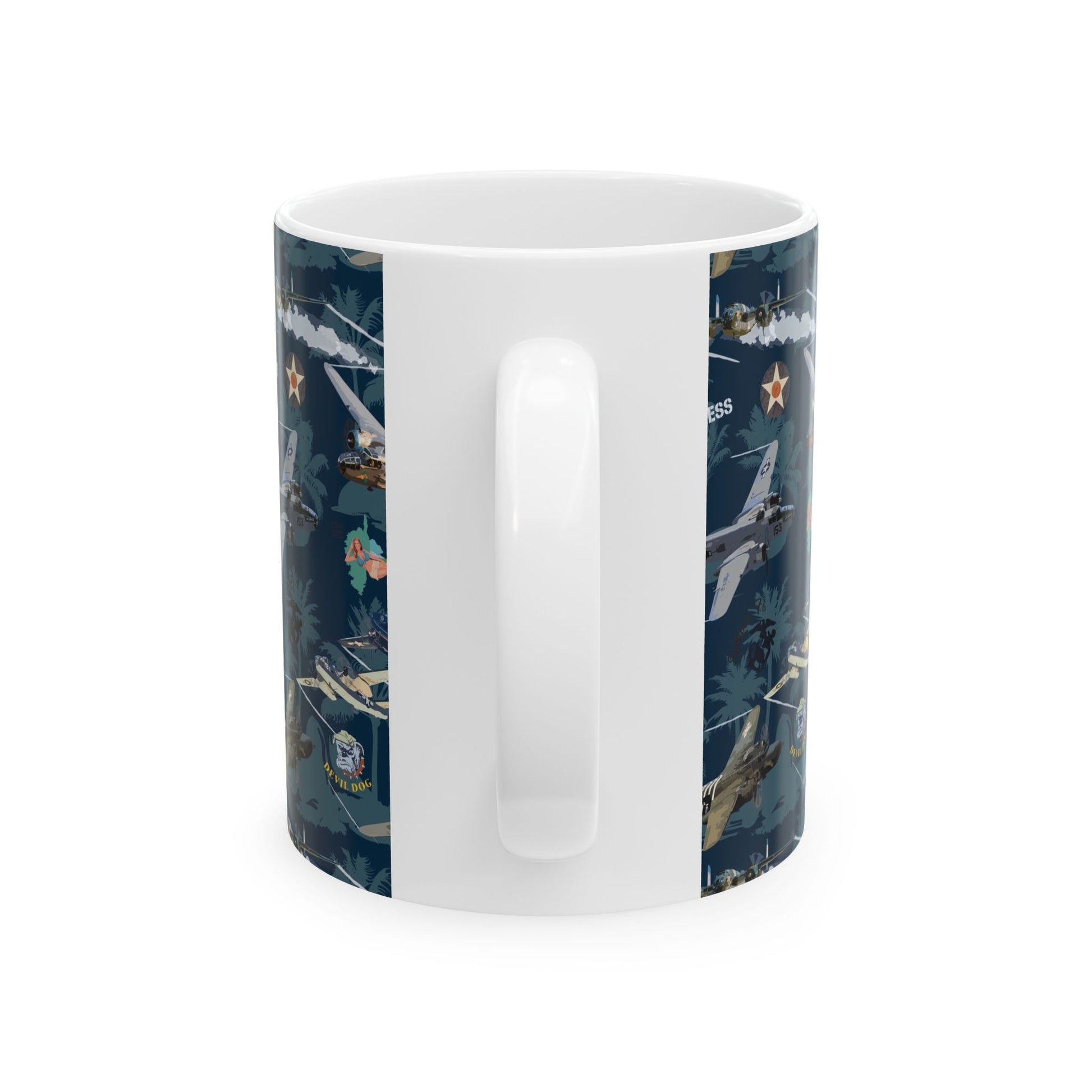 Personalized ceramic coffee mug, BPA and lead-free, available in two convenient sizes.