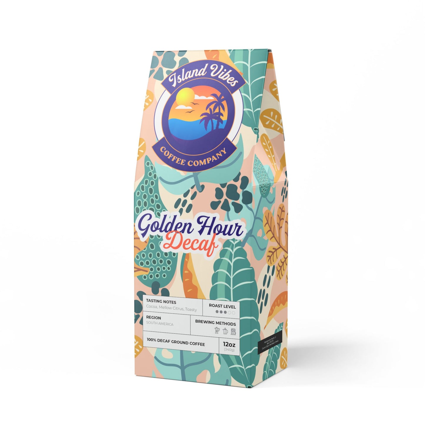 Golden Hour Decaf Coffee Blend โ Medium roast, smooth and mellow with rich flavor, perfect for any time of day