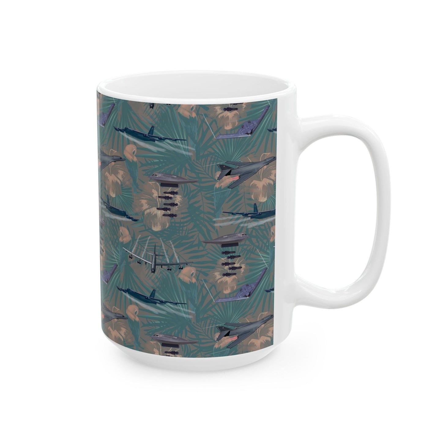 Stunning green ceramic mug honoring the legacy of the B-17 Flying Fortress, available in both 11oz and 15oz sizes, great for daily use or as a collector’s item.