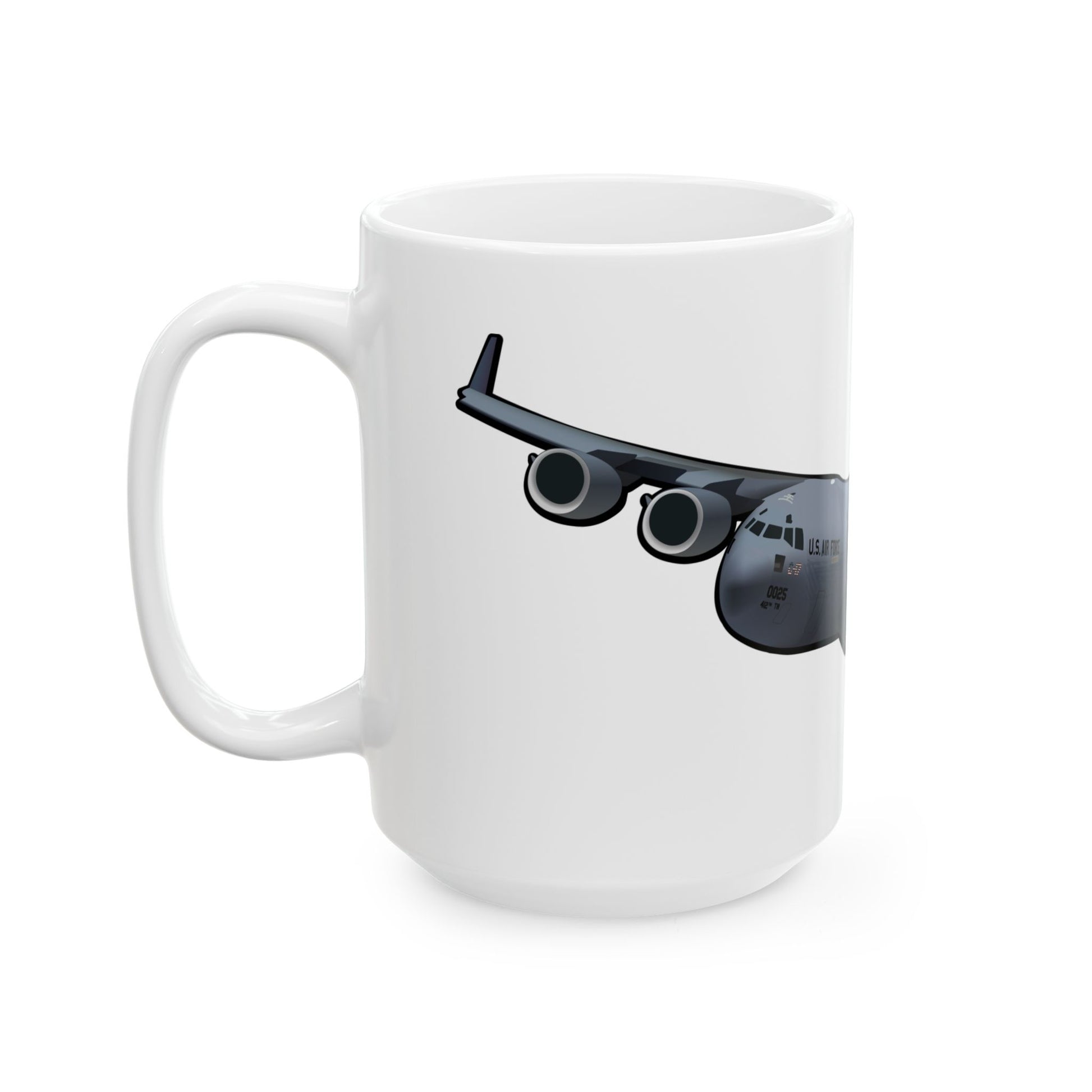 Detailed C-17 Globemaster mug for military history enthusiasts, in 11oz and 15oz options