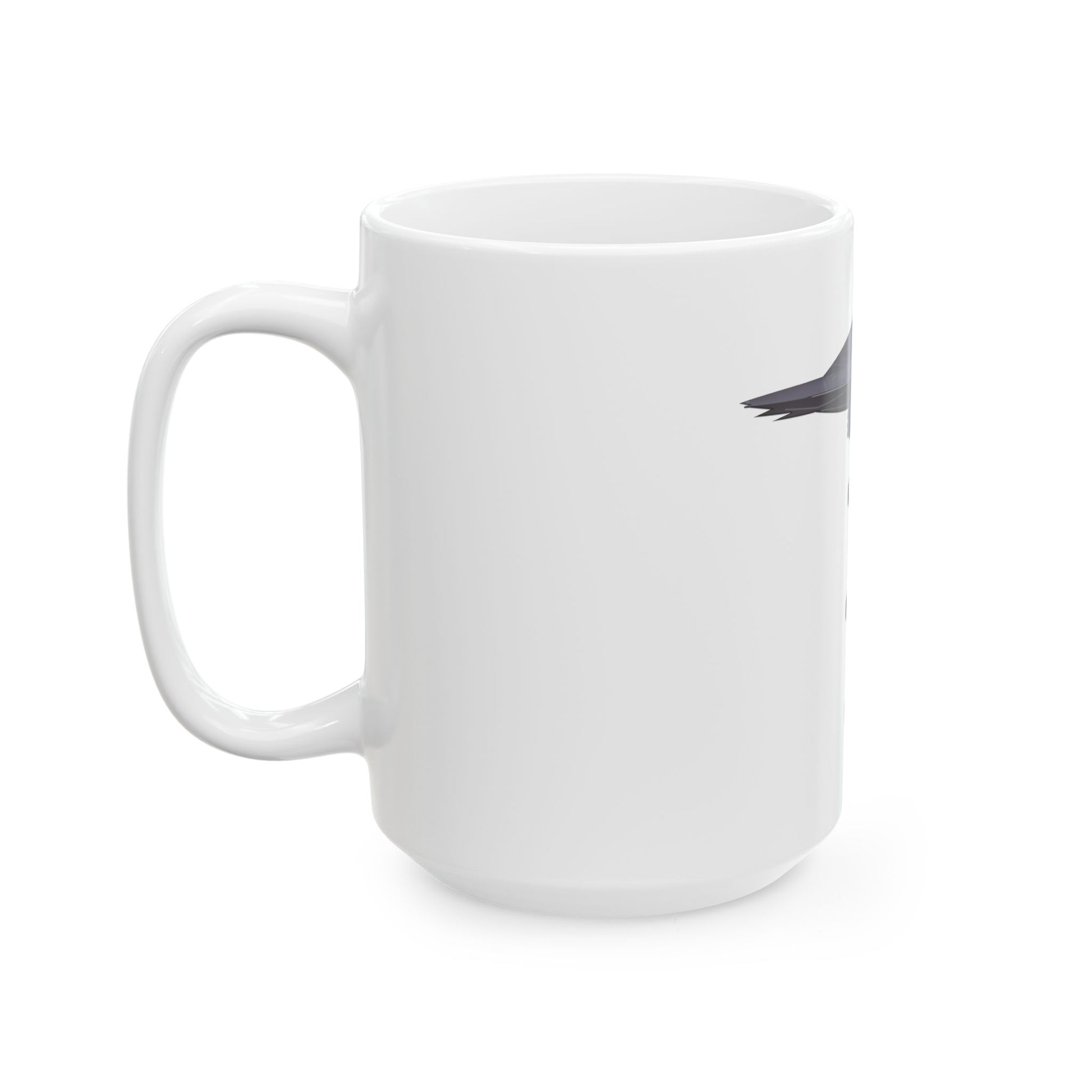 Durable white ceramic mug featuring the B-2 Bomber, a perfect gift for aviation enthusiasts, available in two sizes: 11oz and 15oz.