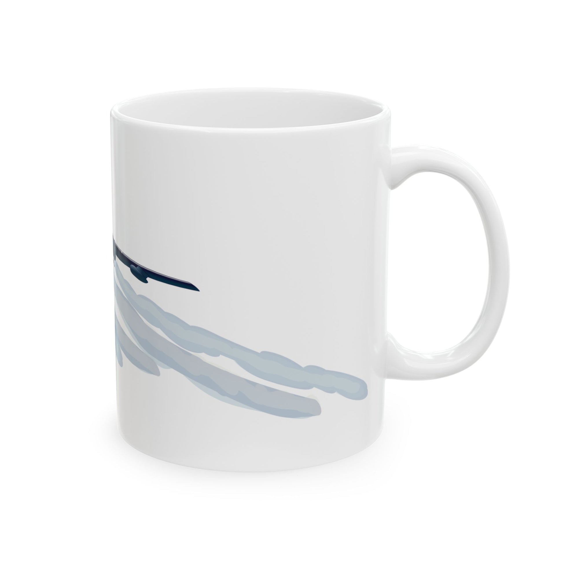 Sturdy white ceramic coffee mug showcasing the B-52 Stratofortress, available in both 11oz and 15oz sizes, microwave and dishwasher safe.