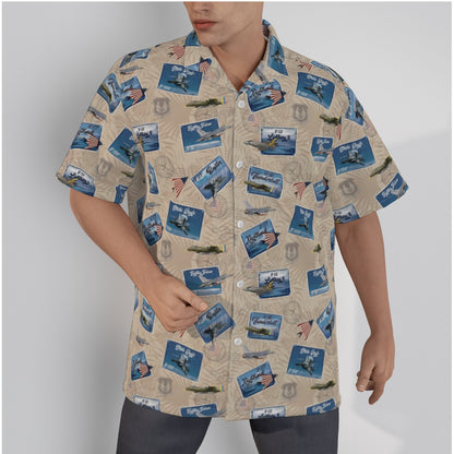 Hawaiian Shirt - Tribute to Current Fighter Jets of the US Air Force - Beige