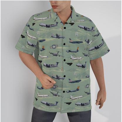 "Air Mobility Command " Tribute Hawaiian Shirt, Green in Cotton!