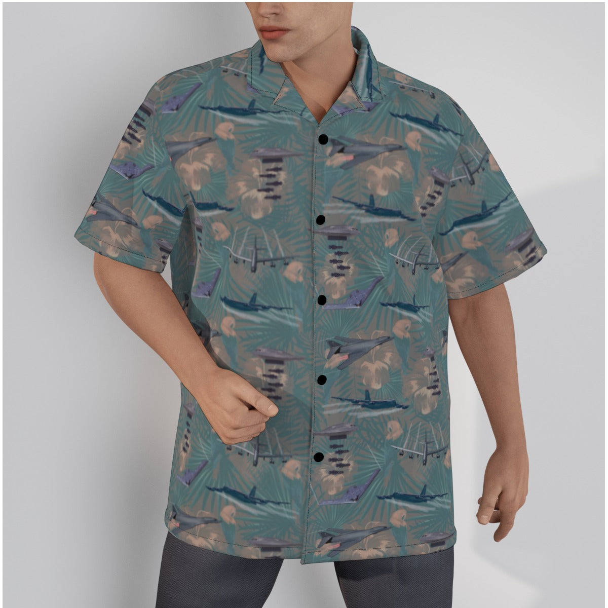 "USAF Bombers" Tribute Hawaiian Shirt, Green in Cotton!