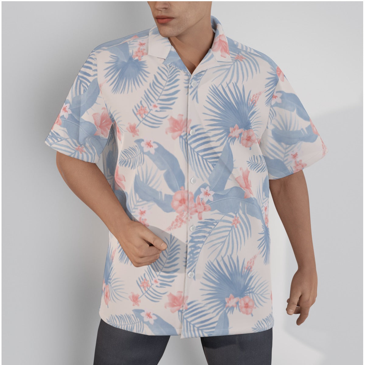 "Tropical Bliss, Coral Hibiscus" Hawaiian Shirt - Cotton