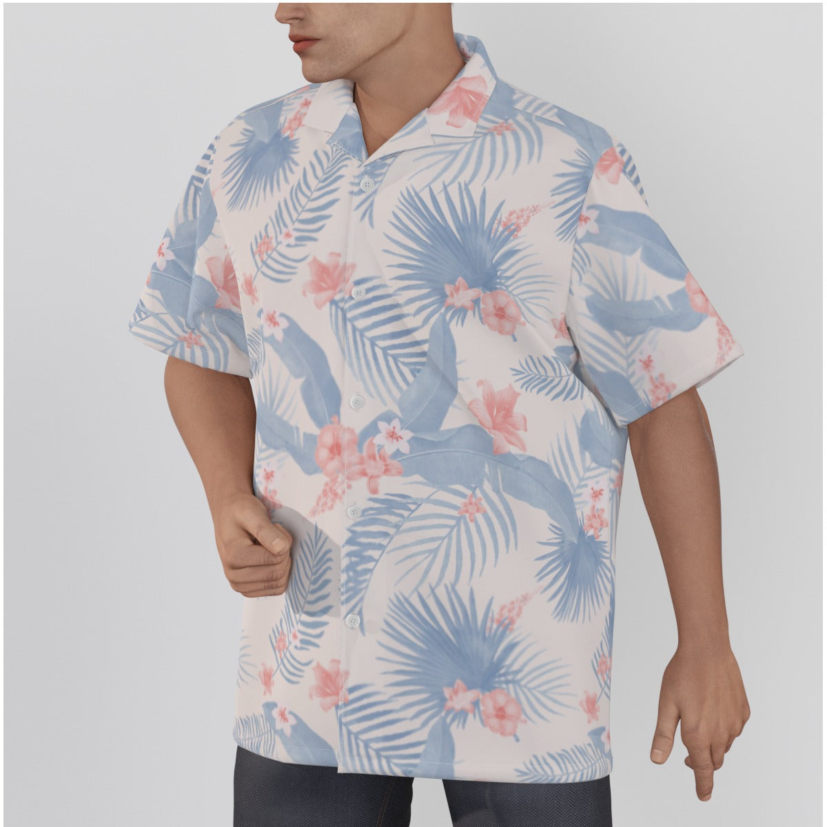 "Tropical Bliss, Coral Hibiscus" Hawaiian Shirt - Cotton