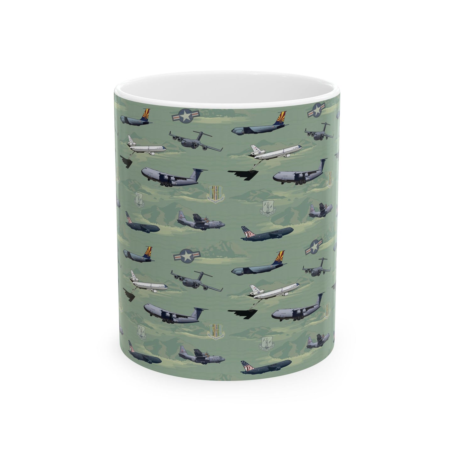 Airplane Green Ceramic Mug, (11oz, 15oz)