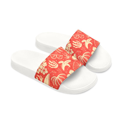 "Tropical Radiance in Red" Men's Beach Sandals