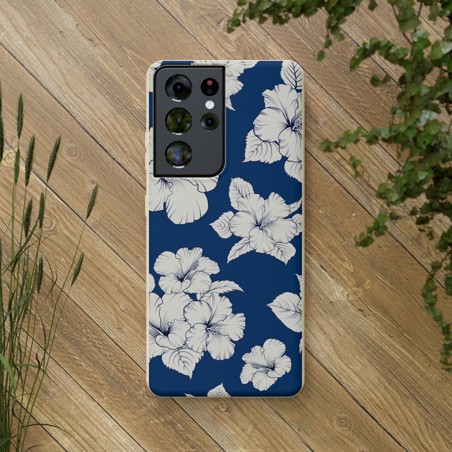 "Classic White Hibiscus"  Eco Biodegradable Phone Cases - iPhone and Galaxy