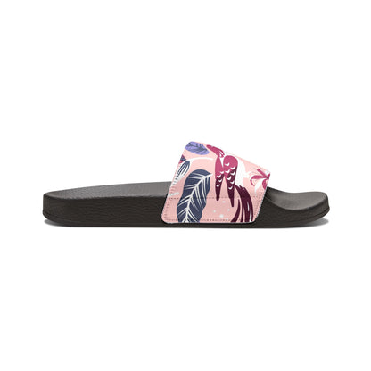 "Tropical Avian Whispers: Pink Paradise" Men's Beach Sandals