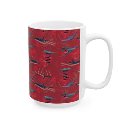 Bomber Red Ceramic Mug, (11oz, 15oz)