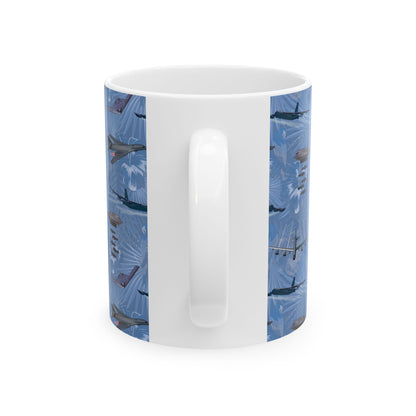 Bomber Blue Ceramic Mug, (11oz, 15oz)