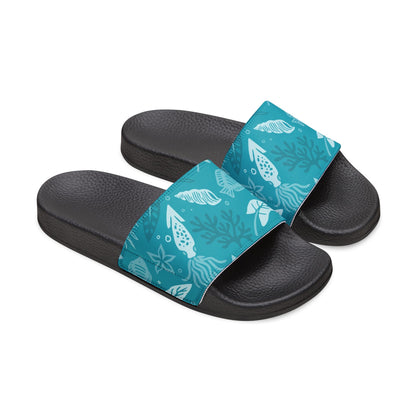 "Seaside Serenade: Teal Marine Ballet" Men's Beach Sandals