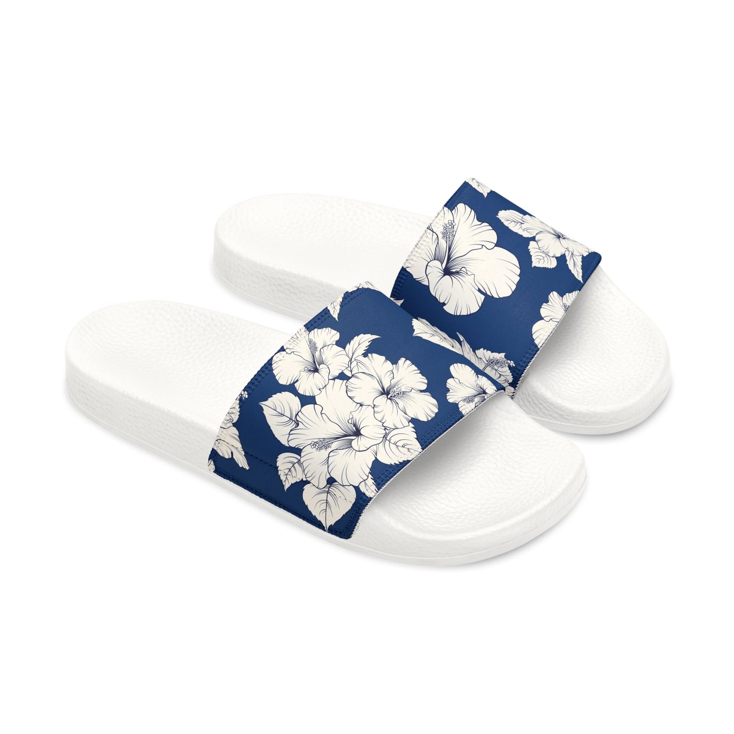 "Classic White Hibiscus" Men's Beach Sandals