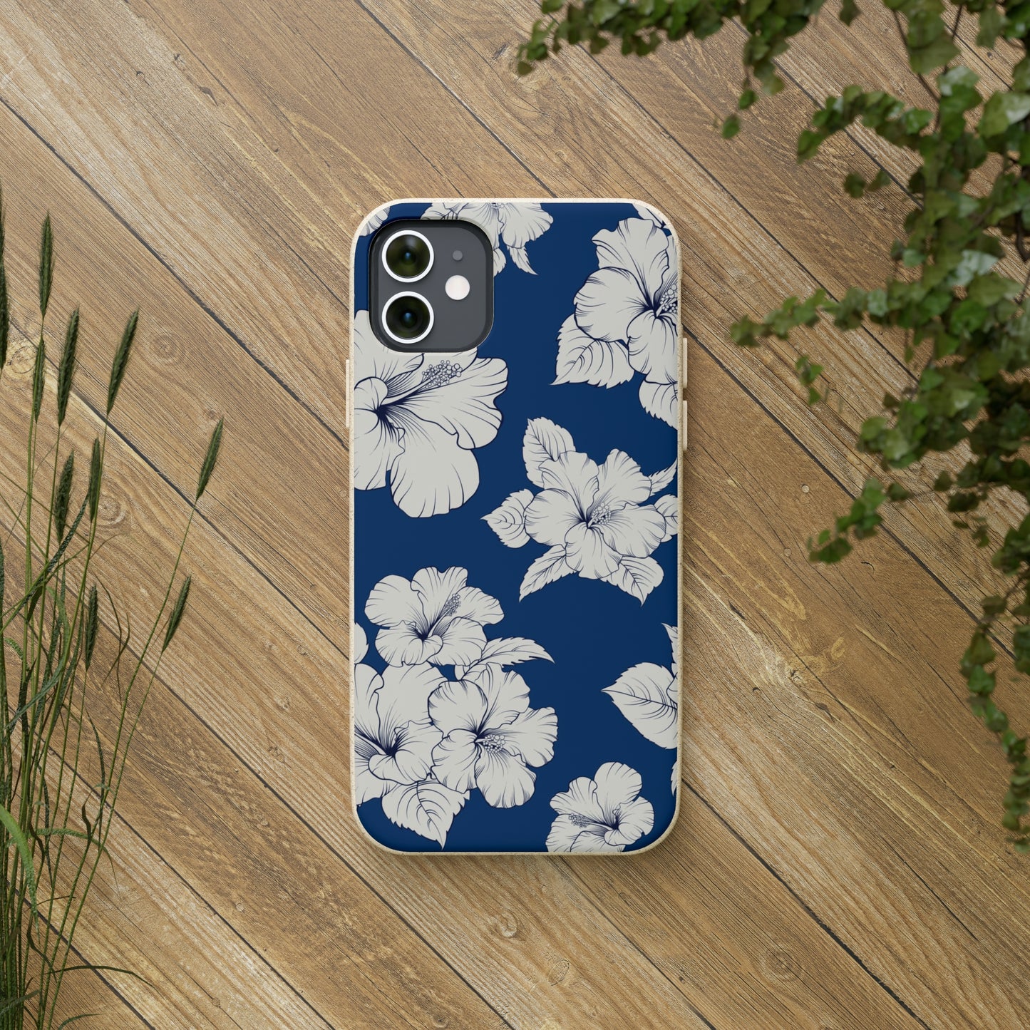 "Classic White Hibiscus"  Eco Biodegradable Phone Cases - iPhone and Galaxy