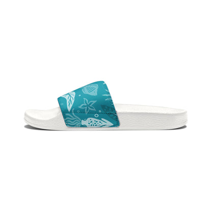 "Seaside Serenade: Teal Marine Ballet" Men's Beach Sandals