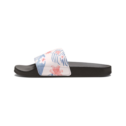 "Tropical Bliss: Coral Hibiscus Dreams" Men's Beach Sandals